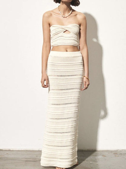 NTG Fad Hollow tube top hip skirt two-piece set