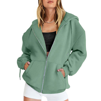 NTG Fad Hoodies light green / M Loose Drawstring Zip Hoodie Jacket