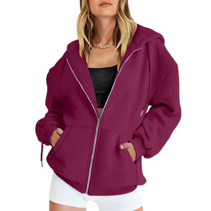 NTG Fad Hoodies purple / M Loose Drawstring Zip Hoodie Jacket