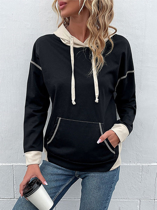 NTG Fad Hoodies & Sweatshirts Black / S Long Sleeve Contrast Panel Hoodie