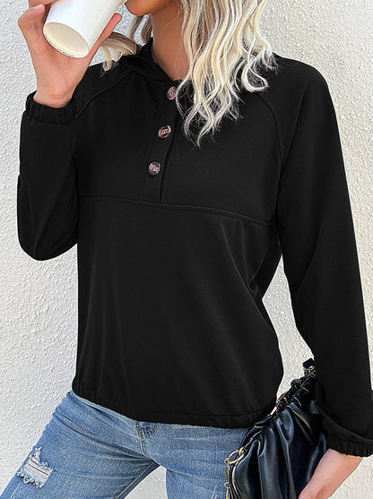 NTG Fad Hoodies & Sweatshirts Black / S Solid Color Long Sleeve Panel Hoodie