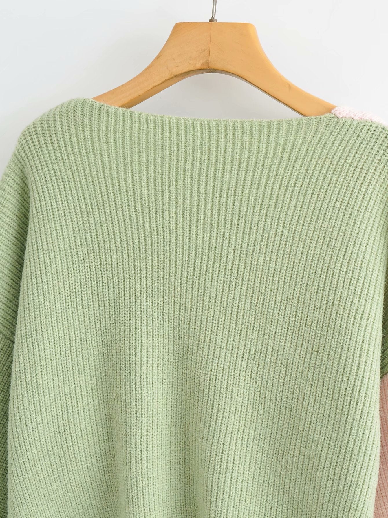 NTG Fad Hoodies & Sweatshirts Contrast Paneled Cross Tie Long Sleeve Loose Knit Sweater Sweater