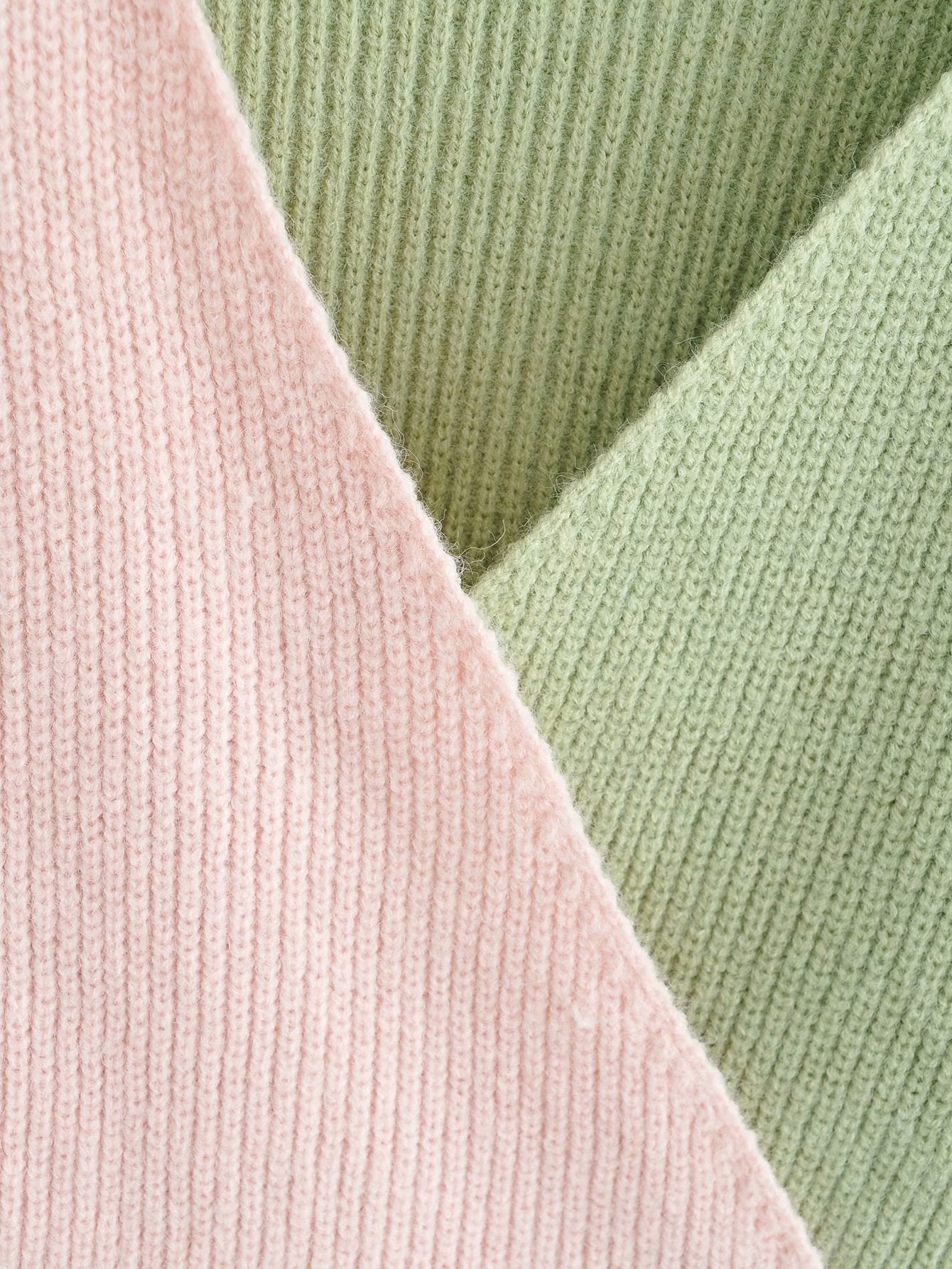 NTG Fad Hoodies & Sweatshirts Contrast Paneled Cross Tie Long Sleeve Loose Knit Sweater Sweater
