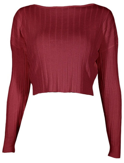 NTG Fad Hoodies & Sweatshirts Round neck simple short long sleeve knitted T-shirt
