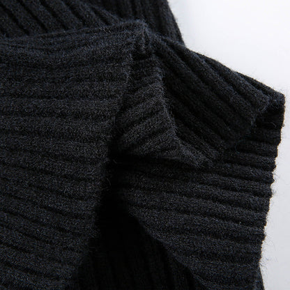 NTG Fad Hoodies & Sweatshirts Square Neck Solid Knit Long Sleeve Sweater
