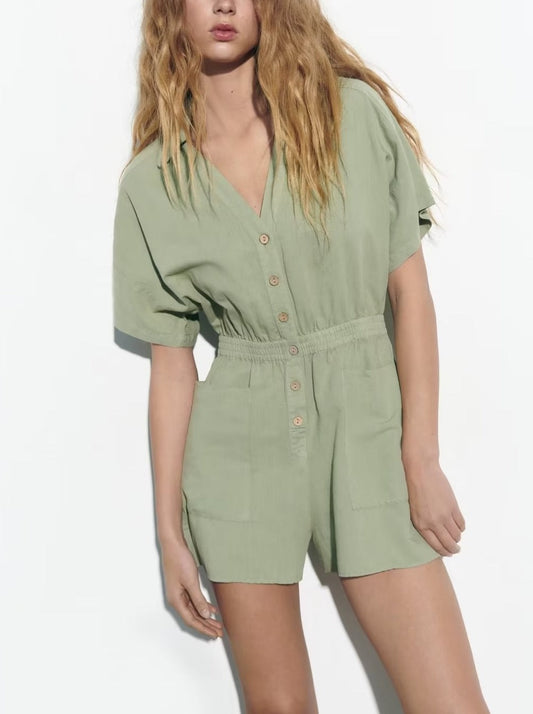 NTG Fad Jumpsuits & Rompers/Jumpsuits Spring linen-blend striped cropped playsuit