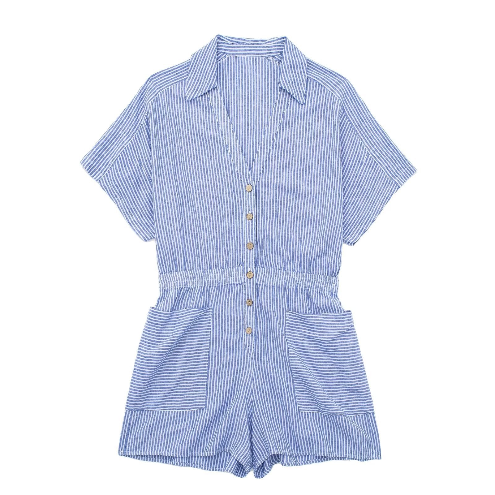 NTG Fad Jumpsuits & Rompers/Jumpsuits Stripe / L Spring linen-blend striped cropped playsuit