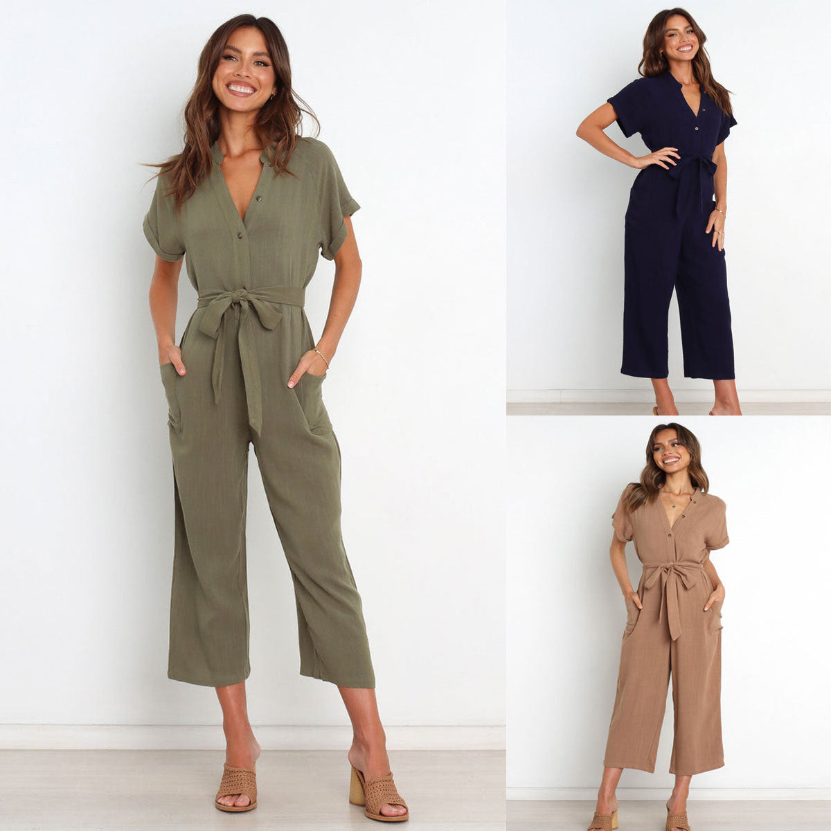 NTG Fad Jumpsuits & Rompers/Jumpsuits V-neck cropped wide-leg jumpsuit