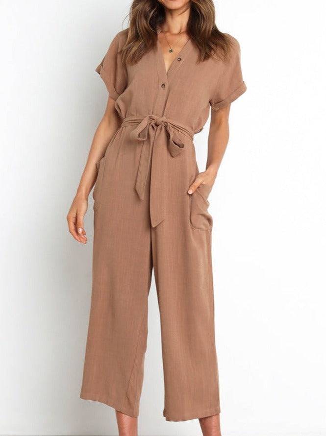 NTG Fad Jumpsuits & Rompers/Jumpsuits V-neck cropped wide-leg jumpsuit