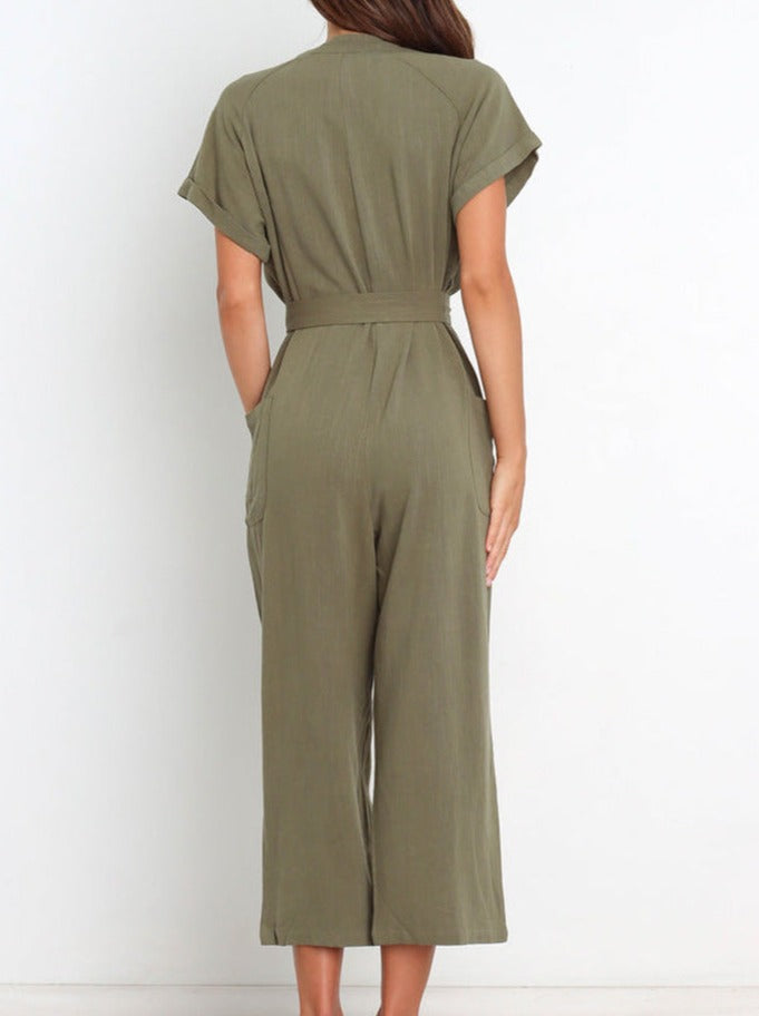 NTG Fad Jumpsuits & Rompers/Jumpsuits V-neck cropped wide-leg jumpsuit