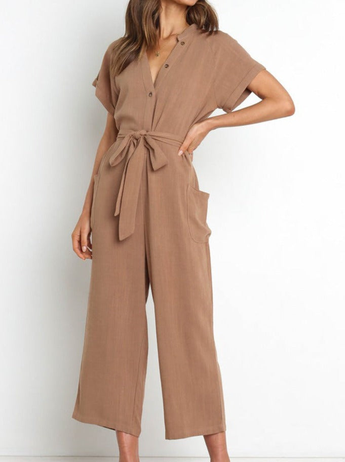 NTG Fad Jumpsuits & Rompers/Jumpsuits V-neck cropped wide-leg jumpsuit