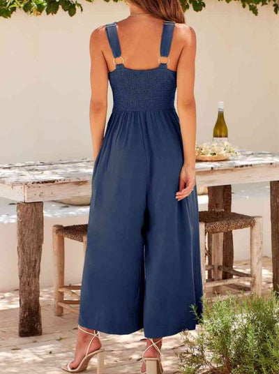 NTG Fad Jumpsuits Wide-leg jumpsuit V-neck shirred cutout high-waisted jumpsuit with adjustable straps