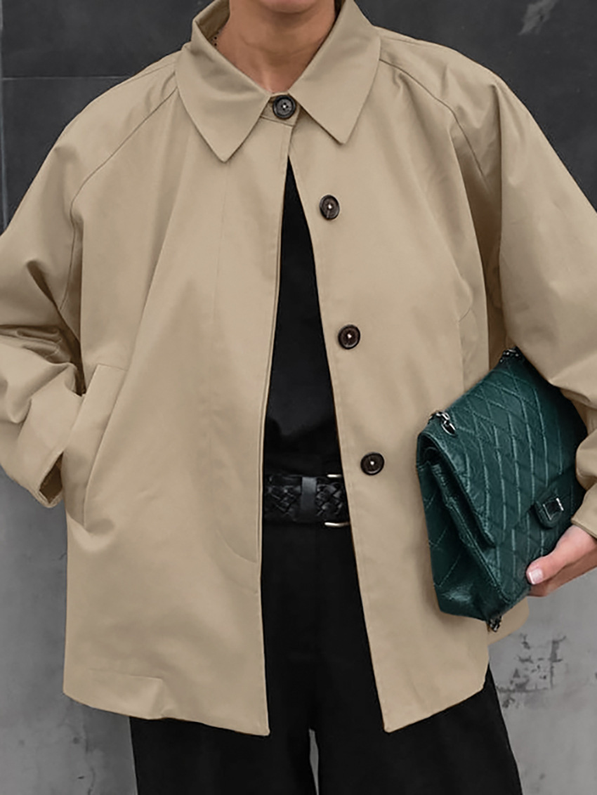 NTG Fad Khaki Lapel Trench Coat