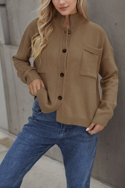 NTG Fad Khaki / S Long Sleeve V-neck Cardigan