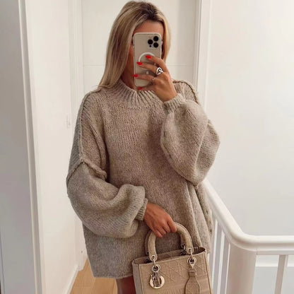 NTG Fad Khaki / S Round Neck Simple Style Thin Knitted Sweater