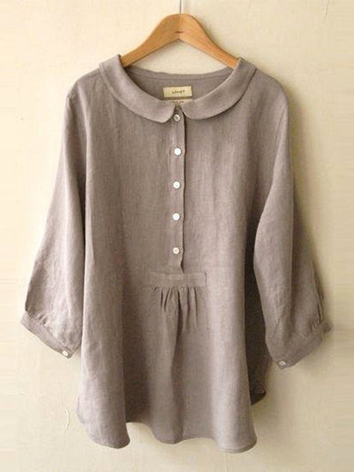 NTG Fad Khaki / S Women's Cotton Linen Seven Sleeve Shirt