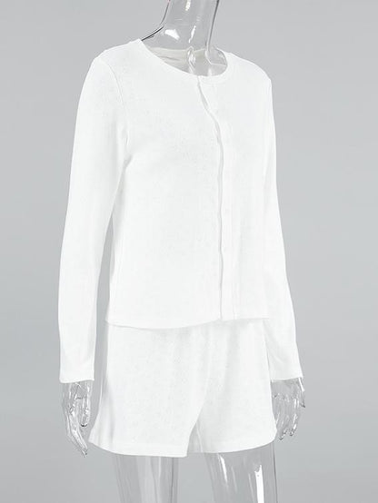 NTG Fad Knitted Jacquard White Pajamas Two-piece Set