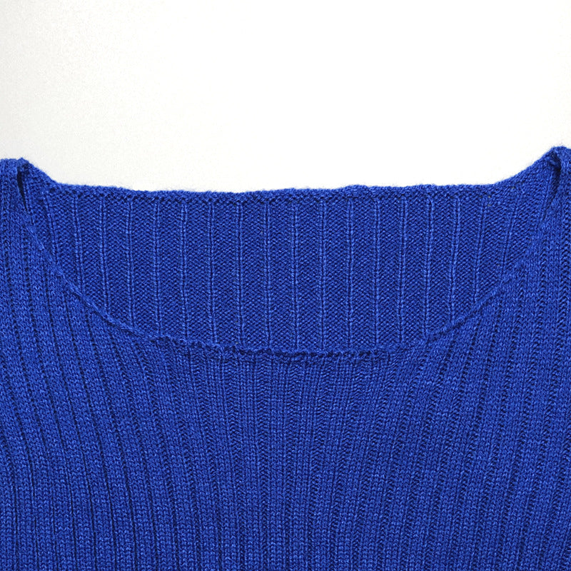 NTG Fad Knitted Ribbed Slim Round Neck Long Sleeve Sweater