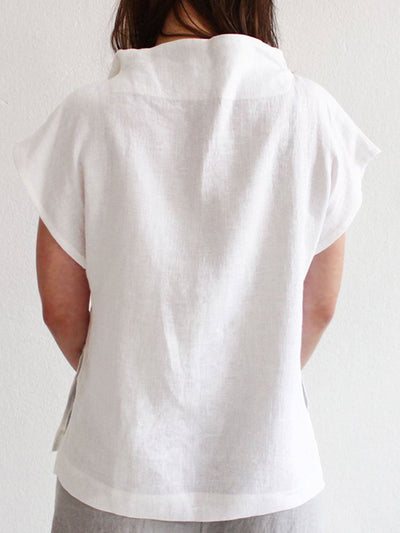 NTG Fad Ladies Cotton Linen V-Neck Simple Shirt