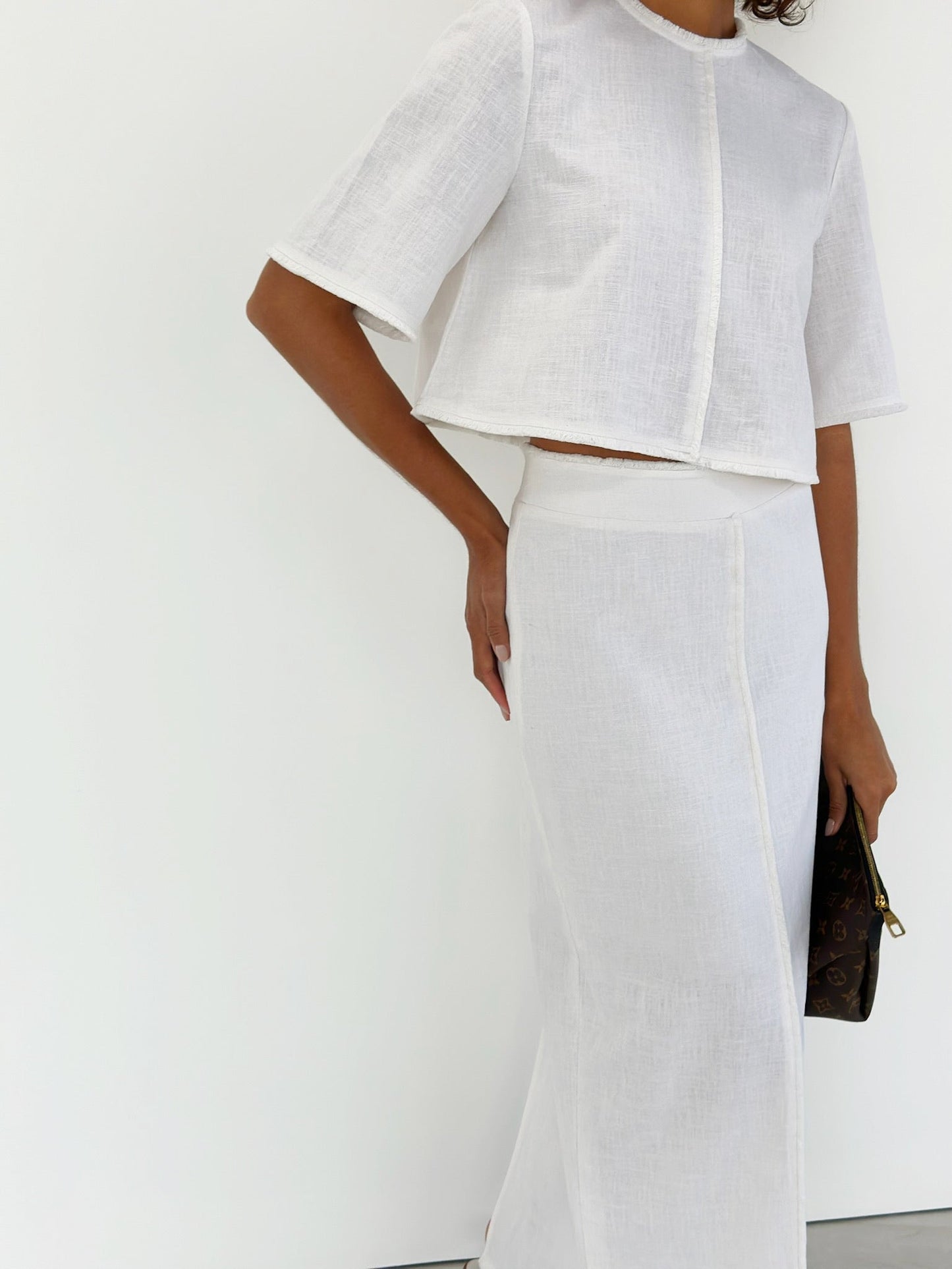 NTG Fad Lana Linen Blend Day Skirt | Ivory White 