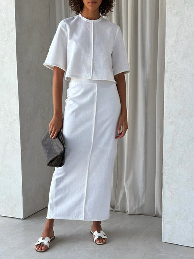 NTG Fad Lana Linen Blend Day Suit | Ivory White 