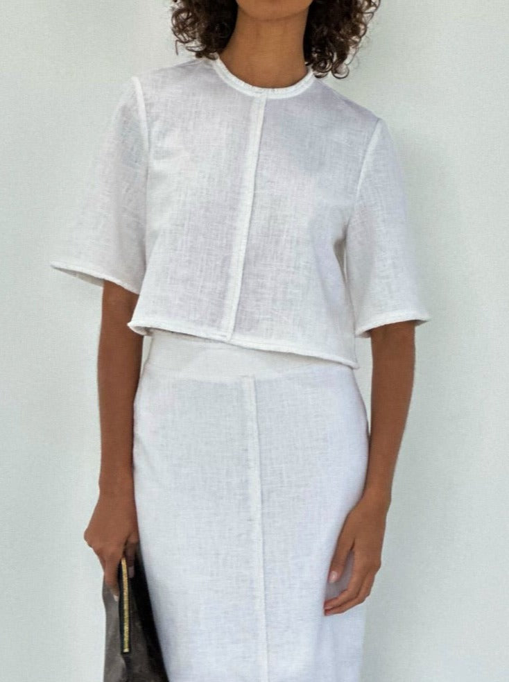 NTG Fad Lana Linen Blend Day Suit | Ivory White 