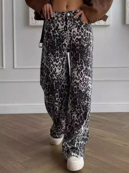 NTG Fad Leopard / S High Waist Leopard Straight Jeans