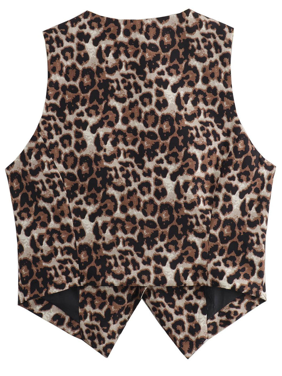 NTG Fad Leopard Sleeveless V-Neck Vests