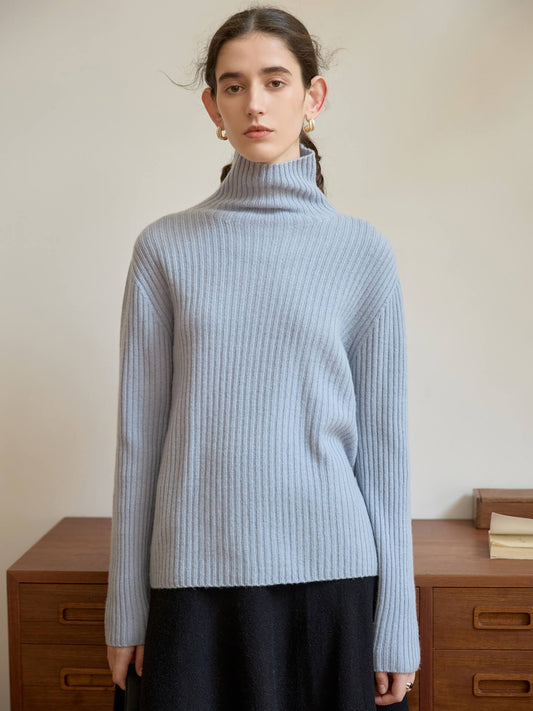 NTG Fad Light blue 100% Wool Long Sleeve Sweater