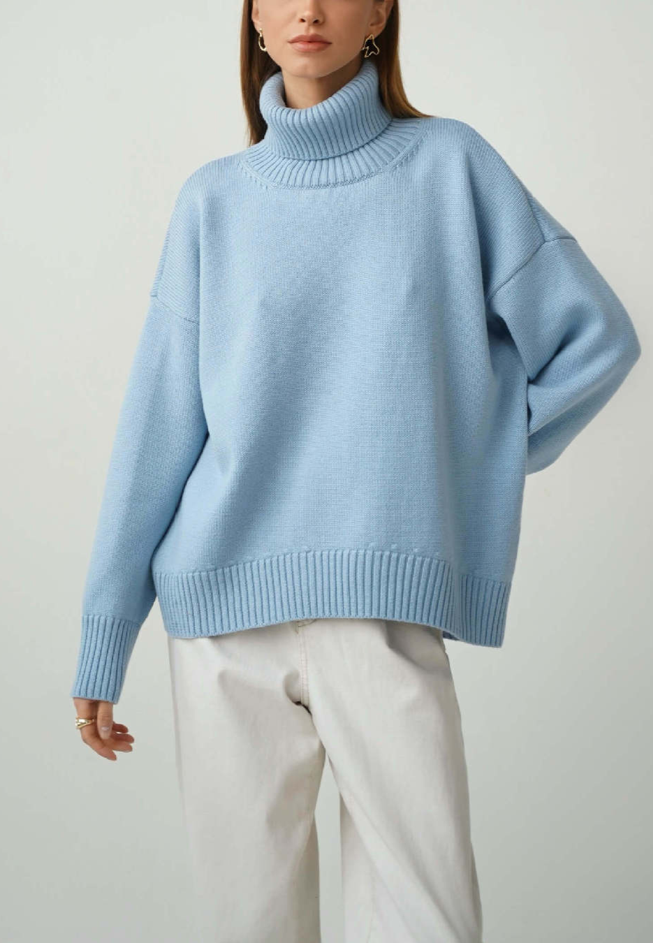 NTG Fad Light blue / S Loose Fit Turtleneck Sweater