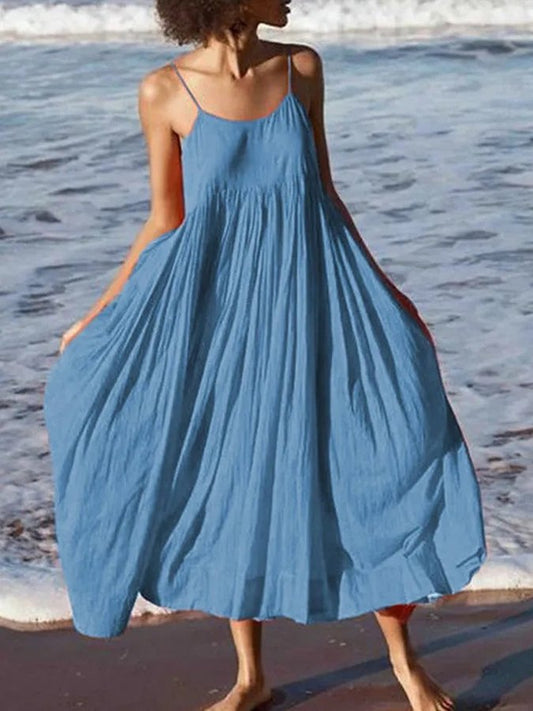 NTG Fad Light Blue / S Women's Pure Color Sling Dress