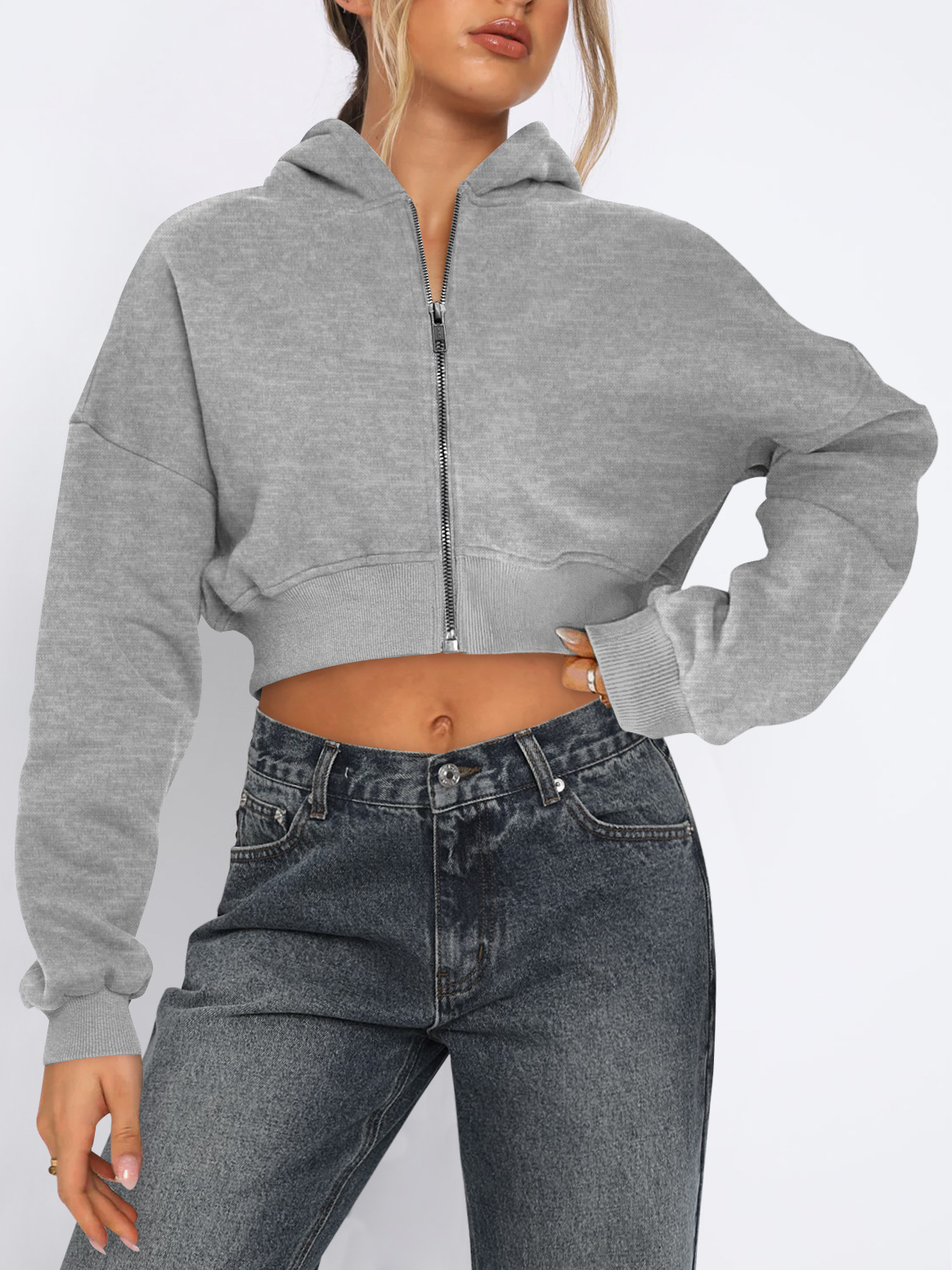 NTG Fad Light gray / S Cropped Hooded Sweatshirt