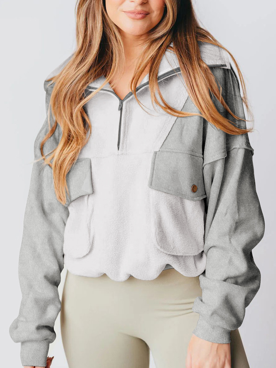 NTG Fad Light gray / S Waisted Polar Fleece Half-zip Sweatshirt