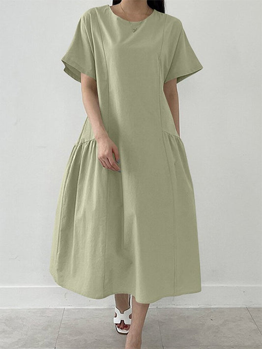 NTG Fad Light Green / M Women's Solid Ruffled Loose Dress