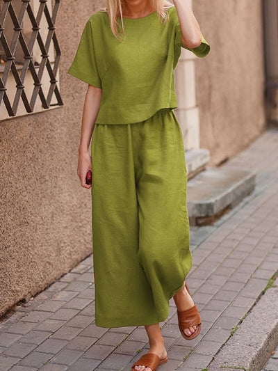 NTG Fad Light Green / S Women's Solid Color Fashion Leisure Suit Two-piece Set Suit
