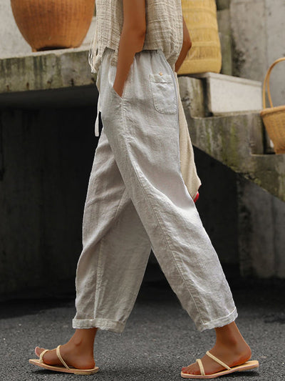 NTG Fad Light Grey / M Women's Pure Color Elegant Casual Cotton Pants