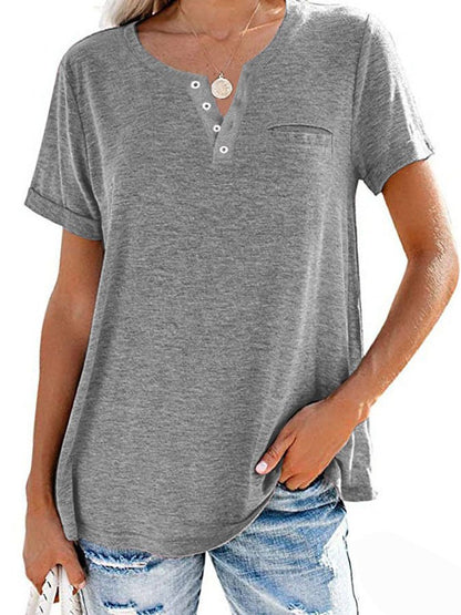 NTG Fad Light Grey / S Fashion Solid Color Pocket Short Sleeve T-Shirt