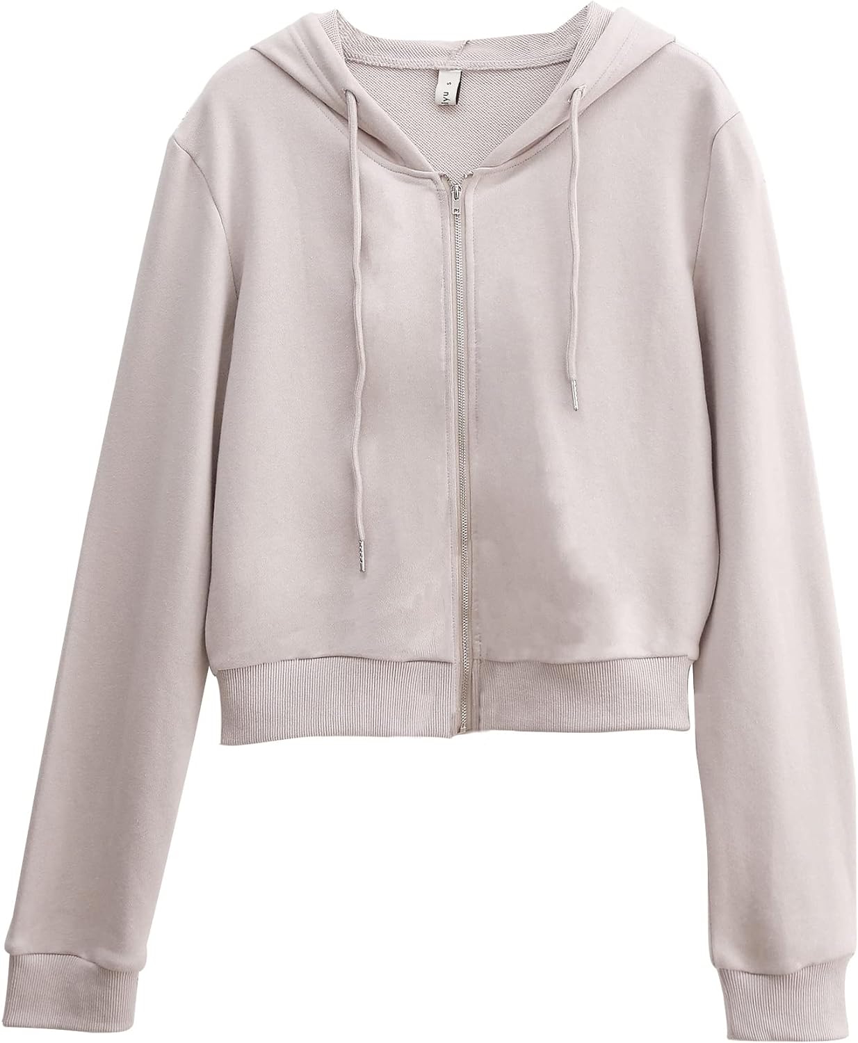 NTG Fad Light Grey / Small Women's Cropped Zip up Hoodie with Drawstring Hooded