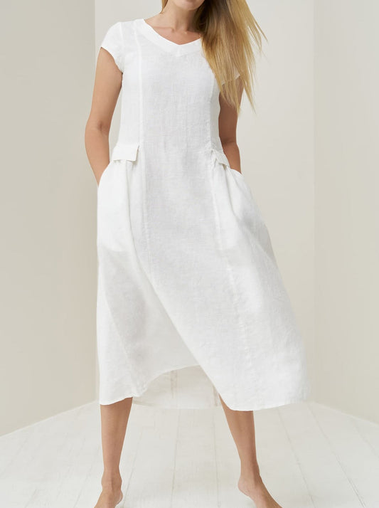 NTG Fad Linen dress White / 4 Summer linen dress-(Hand Made)