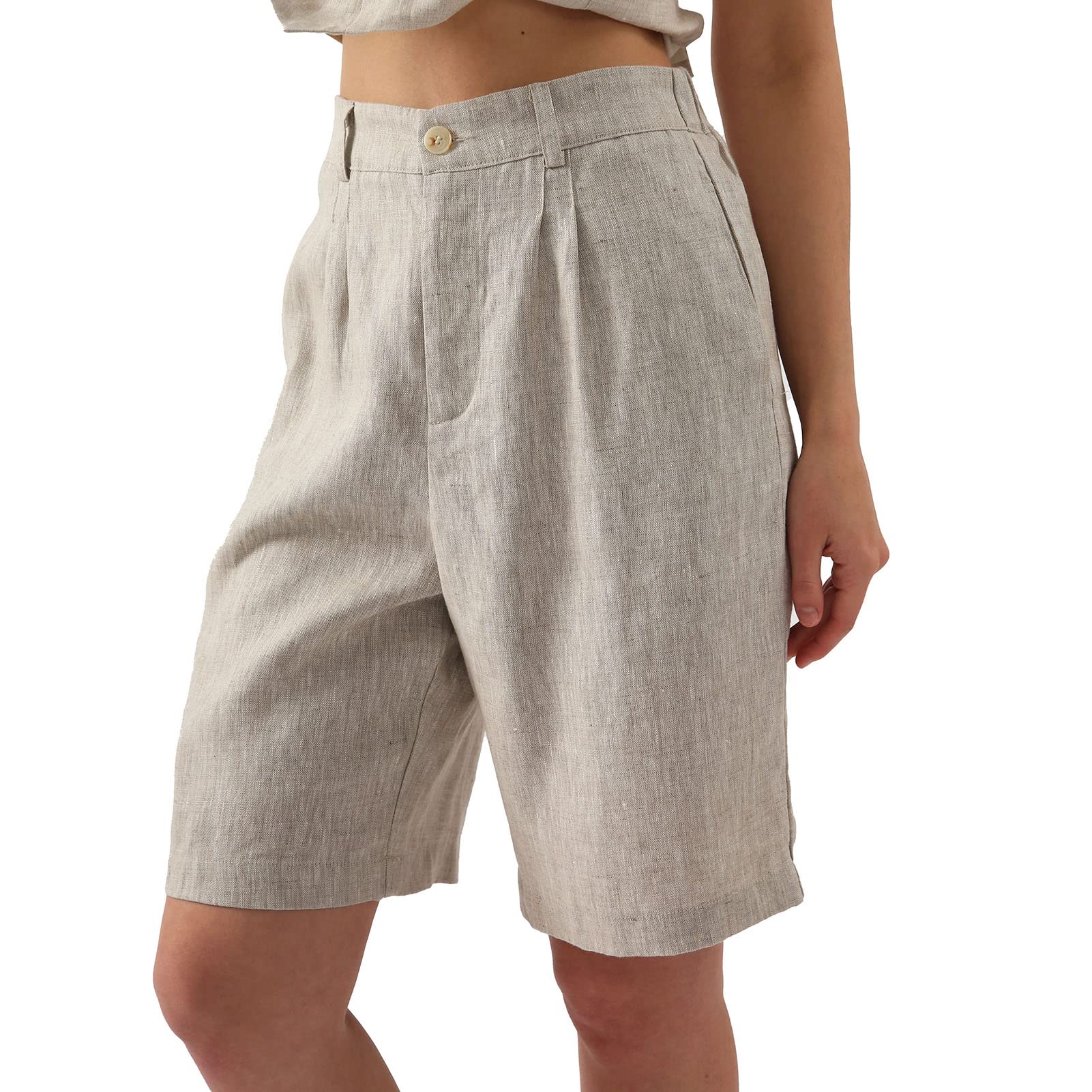 NTG Fad LINEN / S 100% Linen Casual High Waisted Bermuda Lounge Shorts