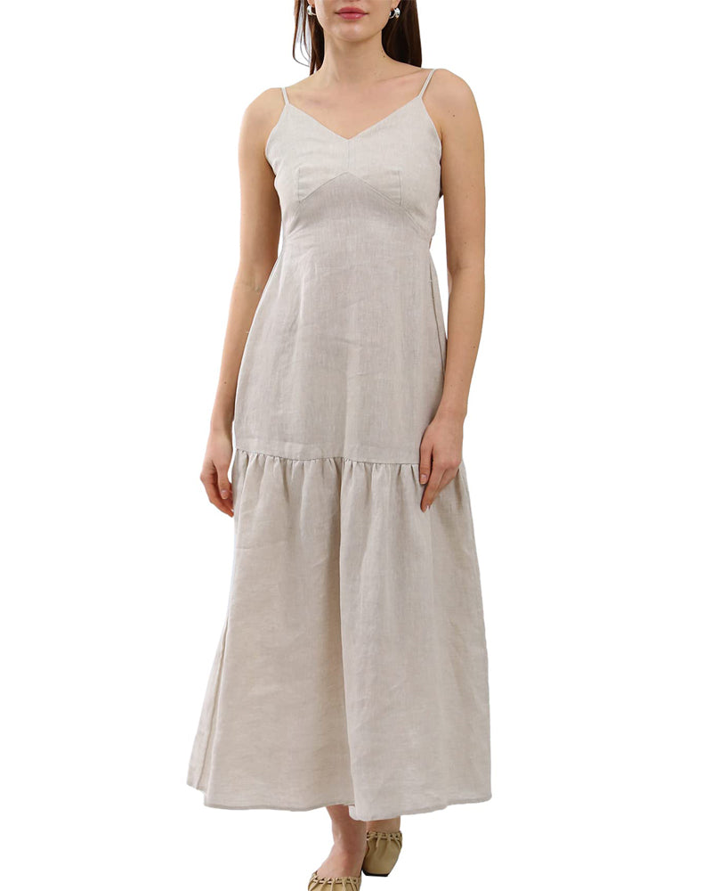 NTG Fad Linen / S Casual Resort Style Linen Dress-(Hand Made)