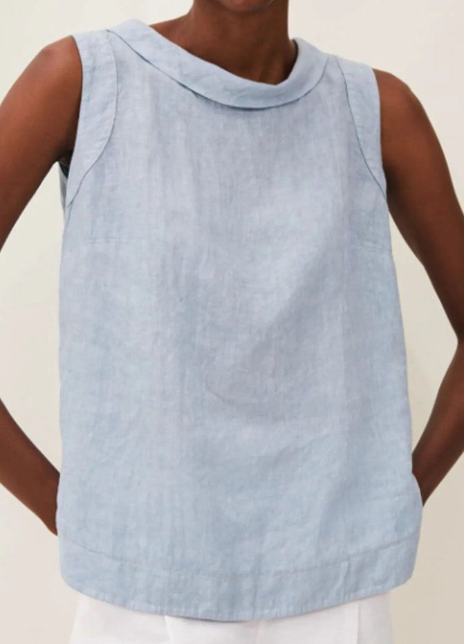 NTG Fad Linen Short-sleeved Blouse With A Round Neck