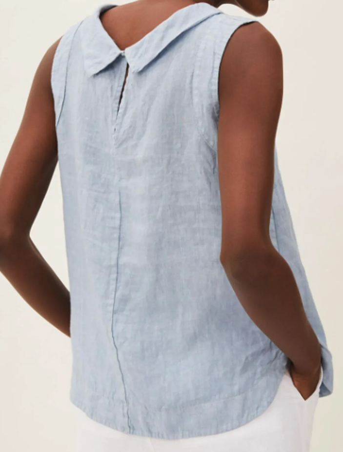 NTG Fad Linen Short-sleeved Blouse With A Round Neck