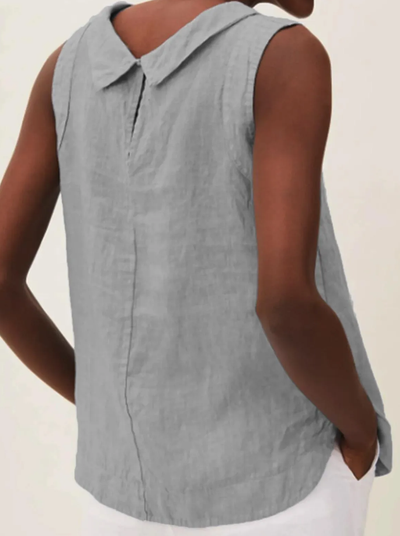 NTG Fad Linen Short-sleeved Blouse With A Round Neck