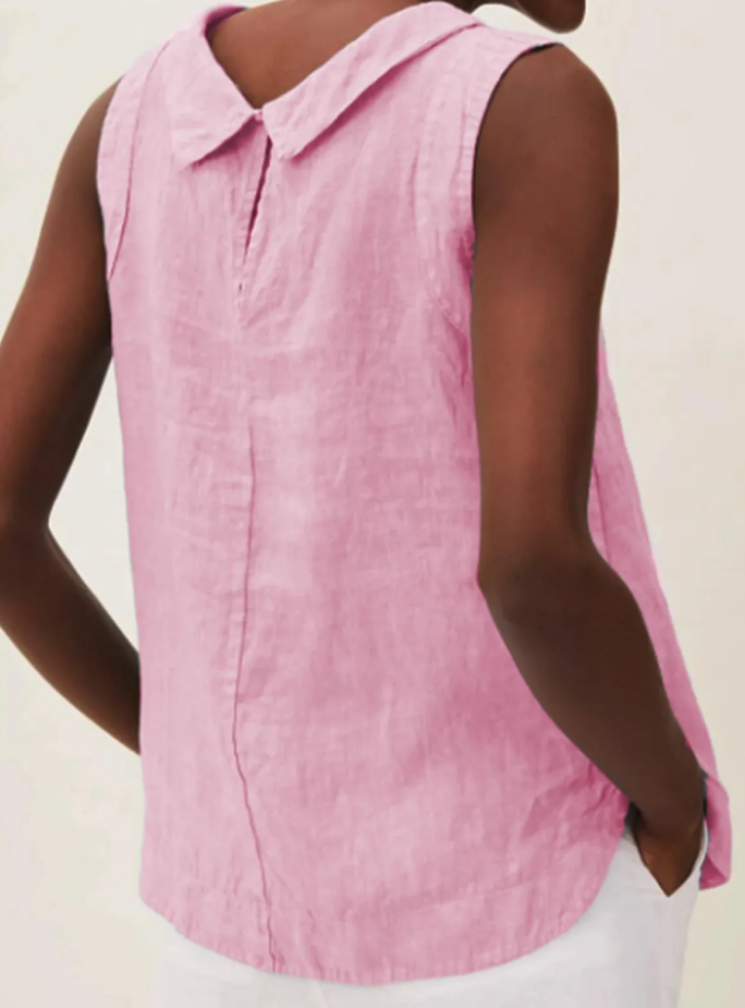 NTG Fad Linen Short-sleeved Blouse With A Round Neck