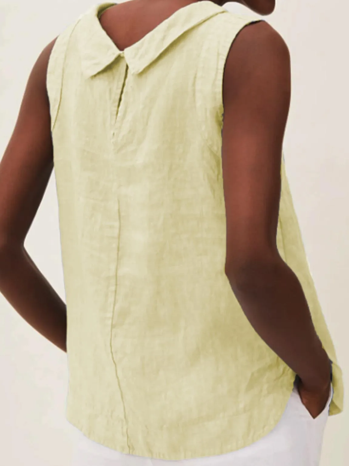 NTG Fad Linen Short-sleeved Blouse With A Round Neck