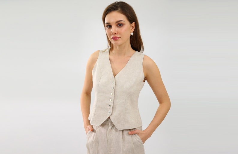 NTG Fad Linen Waistcoat For Woman, Boho Waistcoat