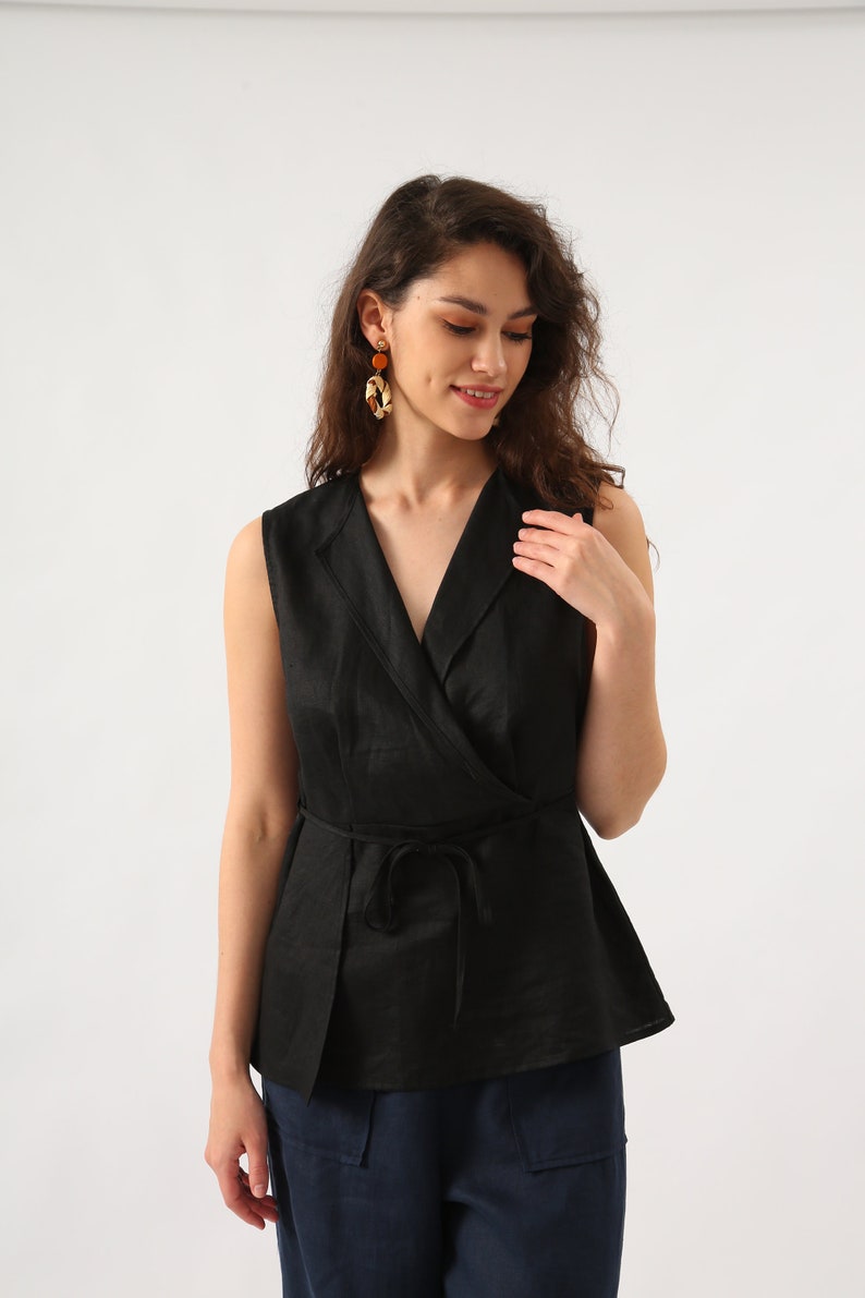 NTG Fad Linen Waistcoat For Woman with Drawstring