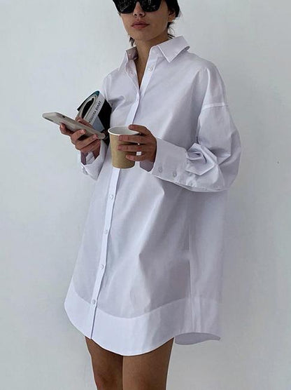 NTG Fad Loose Lapel Long-sleeved White Shirt