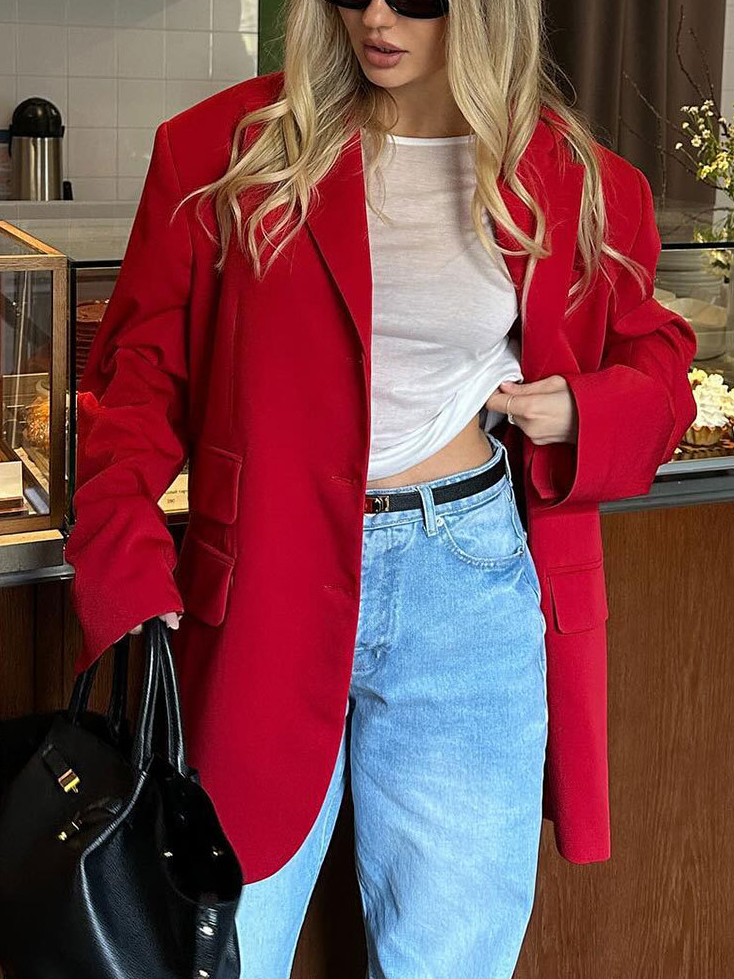 NTG Fad Loose Lapel Red Suit Jacket